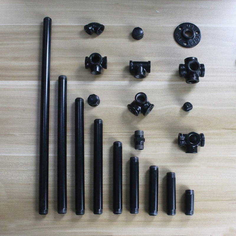 GeilSpace 6 Pack 1/2" Ã— 18" Pre-Cut Black Metal Pipe, Industrial Steel Fits Standard Half Inch Black Threaded Pipes and Fittings - Vintage DIY Industrial Shelving (1/2" Ã— 18") - Image 5